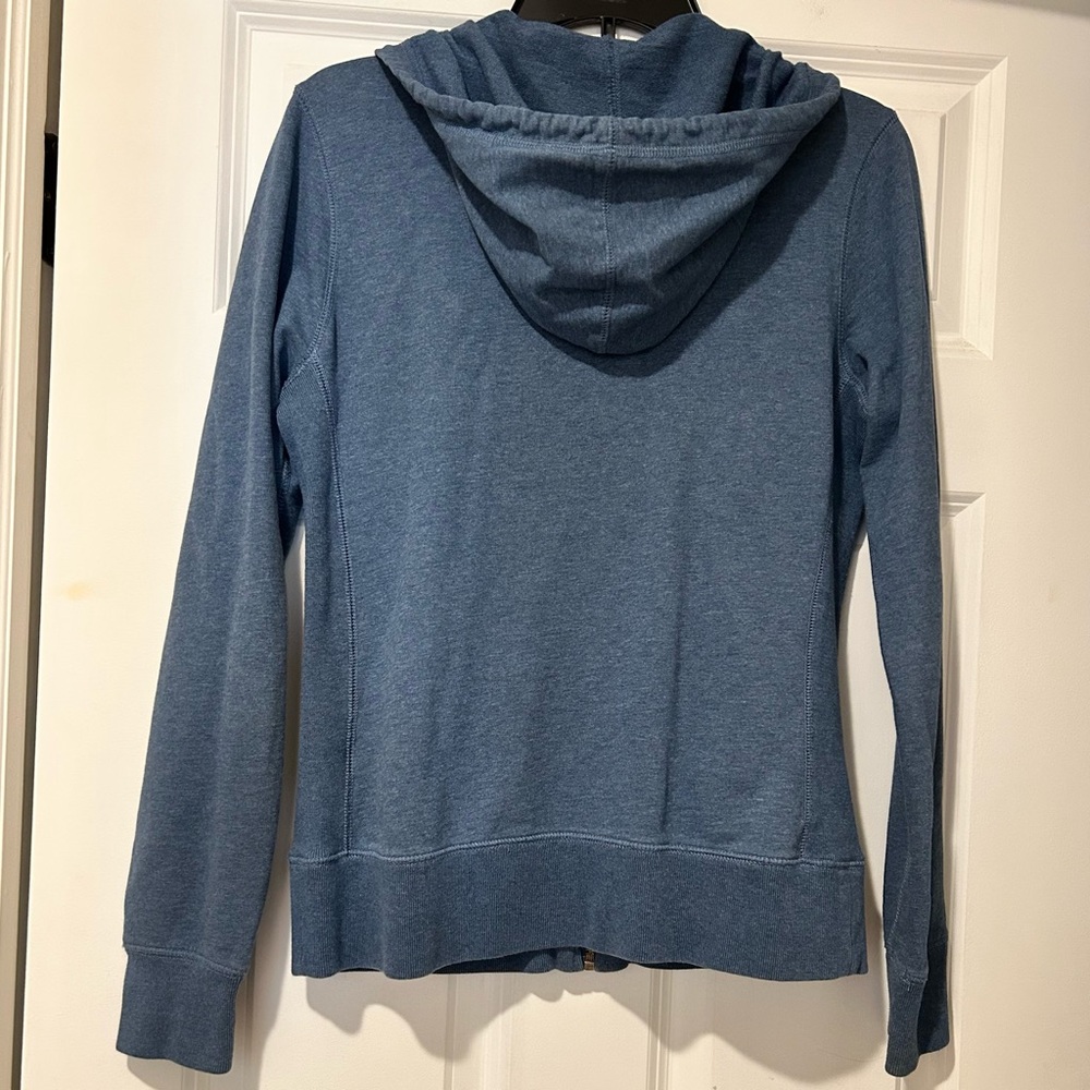 Lucky Brand Blue Zip Hoodie with Pink & Orange Embroidered Trim & Beaded String - Picture 3 of 16